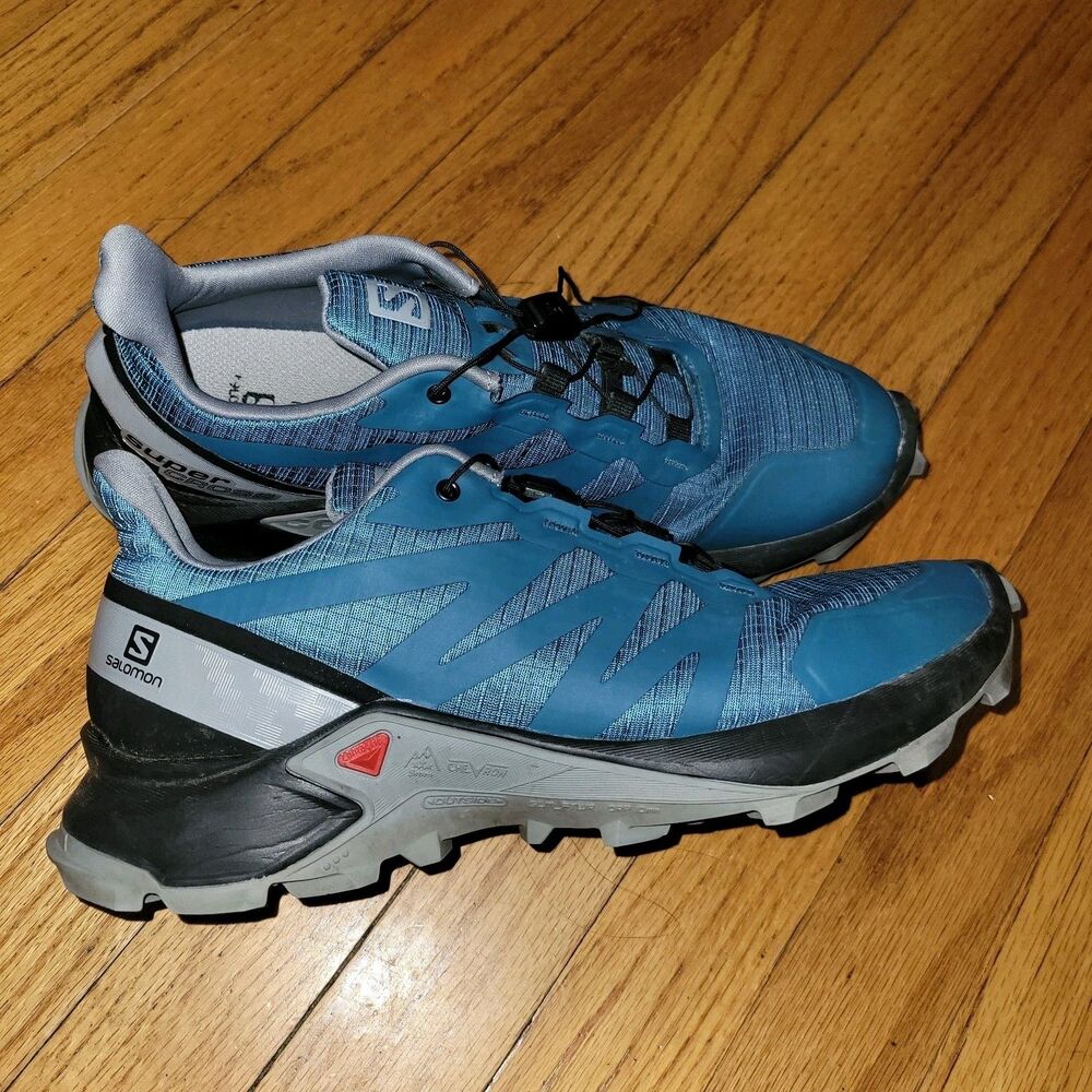 Salomon Supercross Blue Gray Drawstring Women Running Trail Shoes  Size 9 Contag